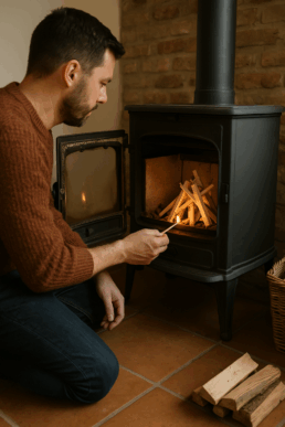 kachel aanmaken met aanmaakhout